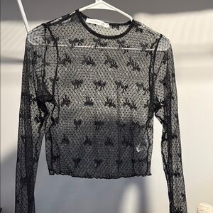 Altar'd State Black Sheer Lace Blouse
